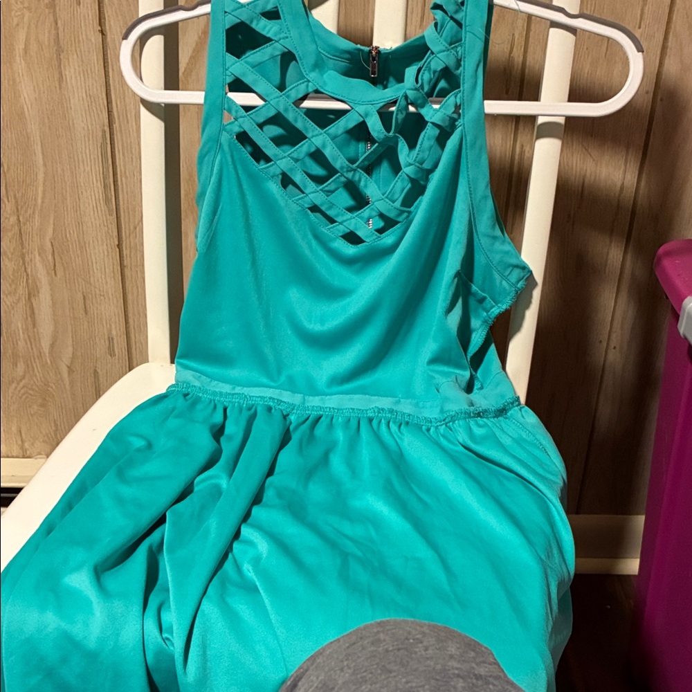 Xhilaration Teal Sleeveless Midi Dress